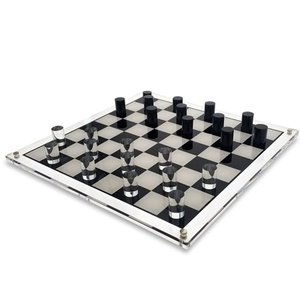 lot 7080 image: OnDisplay 3D Luxe Acrylic Checkers Set, Clear