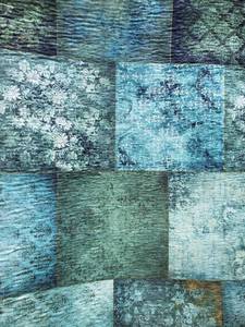 lot 7107 image: Eclectic Bohemian Patchwork Sage And Teal Rug 35.5x24inch