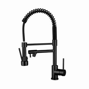 lot 7113 image: Single Handle Pull-down Kitchen Faucet with Deck Plate Matte Black- Retail$108.99