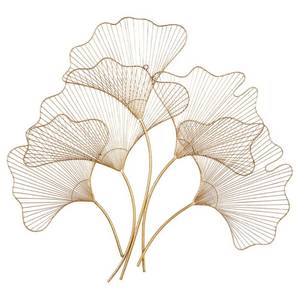 lot 7128 image: Floral Gold Metal Leaf Wall Decor 36 X 33- Retail$106.49