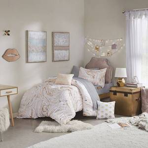 lot 7129 image: Intelligent Design Rebecca Metallic Printed 4-Piece TwinTwin Xl Comforter Set Bedding