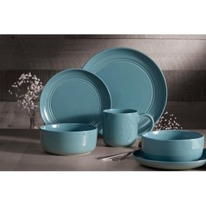 lot 7152 image: Dinnerset 16Pcs Blue Stoneware Ridge