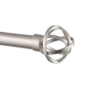 lot 7176 image: 36-72 Jetson Adjustable Curtain Rod and Coordinating Finial Set Matte Silver - Exclusive Home