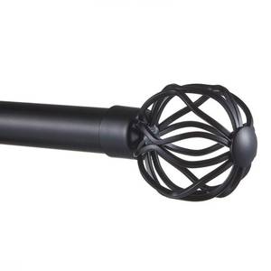lot 7178 image: Exclusive Home Ogee 1 Curtain Rod and Coordinating Finial Set, Adjustable 36-72, Matte Black