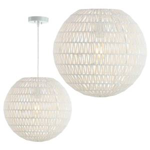 lot 7209 image: Luna 15.7 Woven Rattan Orb LED Pendant, White by JONATHAN Y- Retail$103.49
