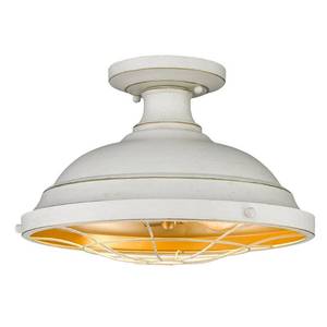 lot 7250 image: Bartlett 2-Light Metal Semi-Flush in White