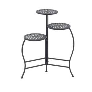 lot 7252 image: Modern 24 x 20 Inch Black 3-Tier Folding Plant Stand by Studio 350
