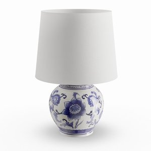 lot 7275 image: Copper Grove Brightsand Blue White Ceramic Table Lamp