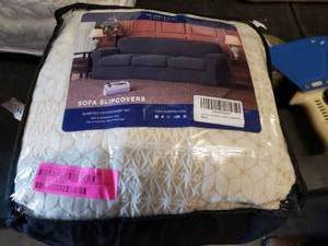 lot 7280 image: Subrtex Sofa Cover Stretch Slipcover Large, White