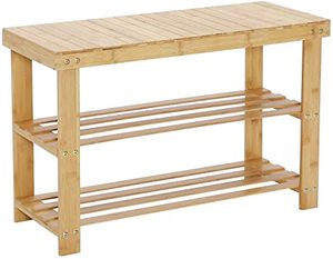 lot 7052 image: 3-Tier Shoe Rack Bench, Entryway Shoe Storage Organizer Holds Up to 240 lbs