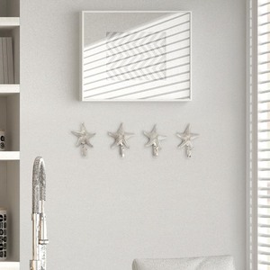 lot 7097 image: Starfish Brushed Nickel Wall Hooks Hip V (Set Of 4)