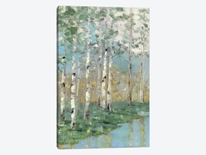 lot 7164 image: iCanvas Birch Reflections I By Sally S. 18x12inches