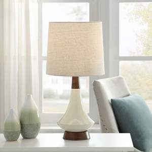lot 7173 image: StyleCraft White Washed WoodCream Ceramic Lamp