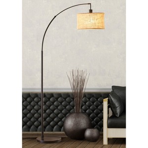 lot 7199 image: Carson Carrington Ylserod Burlap & Antique Bronze Arc Floor Lamp - Retail$77.48