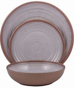 lot 7206 image: Melange Clay Collection Grey 11pc Bowl & Plates Set