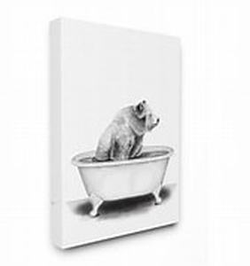 lot 7243 image: Stupell Industries Bear In A Tub Funny A 24x32