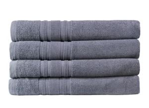 lot 7245 image: M�lange Home Turkish Spun Cotton Bath Towel Grey 30x54 4pk