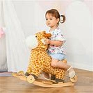 lot 7254 image: Qaba 2 In 1 Kids Plush Ride On Rocking Giraffe