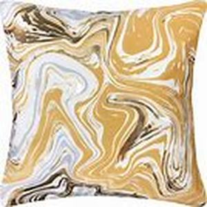 lot 7284 image: Malee Marble Throw Pillow 18x18 Gold