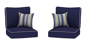 lot 10 image: Creative Living Pair of Chairs Outdoor Deep Seating Patio 24x24 Replacement Cushions with Decorative Pillows, Navy Mix