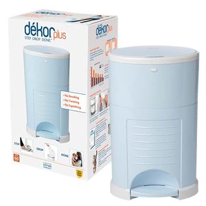 lot 28 image: Dekor Plus Hands-Free Diaper Pail  Soft Blue  Easiest to Use  Just Step �� Drop �� Done  Doesn��t Absorb Odors  20 Second Bag Change  Most Economical Refill System Great for Cloth Diapers