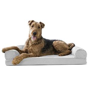 lot 42 image: Furhaven Memory Foam Pet Bed for Dogs and Cats - Sofa-Style Quilted Couch Dog Bed with Removable Washable Cover, Silver Gray, Large