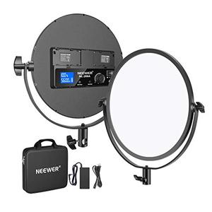 lot 5 image: Neewer Metal 10.6 inches Round Bi-Color LED Video Light, Dimmable 30W 3200-5600K CRI95 LED Soft Light Panel with LCD DisplayAC Adapter for Photo YouTube Video Game Zoom Meeting(Battery Not Included)