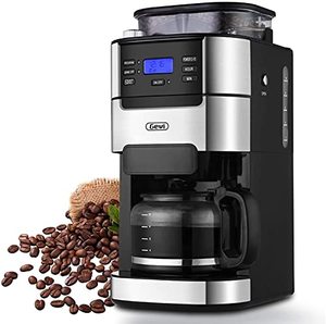 lot 16 image: 10-Cup Drip Coffee Maker, Grind and Brew Automatic Coffee Machine with Built-In Burr Coffee Grinder, Programmable Timer Mode and Keep Warm Plate, 1.5L Large Capacity Water Tank,900W, Black
