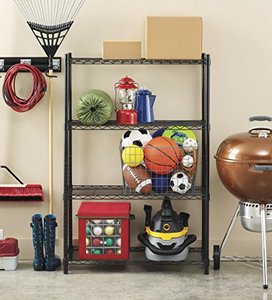 lot 44 image: Whitmor Supreme 4 Tier Shelving with Adjustable Shelves and Leveling Feet - Black