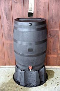 lot 66 image: RTS Companies Inc Home Accents 50-Gallon ECO Rain Water Collection Barrel Made with 100% Recycled Plastic Spigot, Black