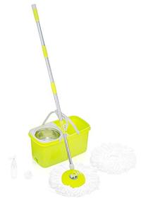 lot 68 image: SHIHUAN Dual Spin Mop with Clean & Dirty Water Bucket  2 Microfiber Mop Heads