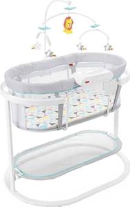 lot 91 image: Fisher-Price Soothing Motions Bassinet Windmill, Baby Cradle with sway Motion, Light Projection, Overhead Mobile, Vibrations and Music