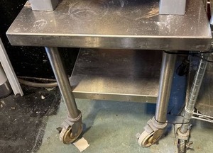 lot 5778 image: Stainless steel equipment stand with Undershelf on casters