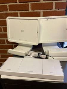 lot 5798 image: lot (2) Square terminals with adhesive mount, cleaning cloth and cord