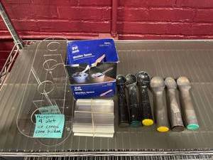 lot 5809 image: Miscellaneous lot of  ice cream scoops, ice cream tag labels, and acrylic cone holder,