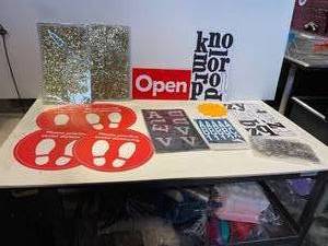 lot 5873 image: Large Lot Of floor stickers and adhesive stenciled letters