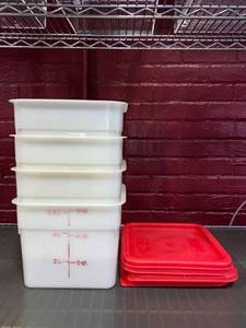 lot 21469 image: Lot of (8) 4 Plastic 6 qt Cambro with matching Lids