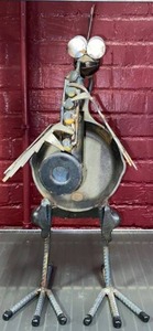lot 21477 image: cast iron & metal sculpture (horn)