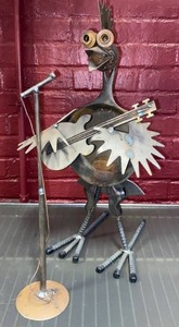 lot 21478 image: Lot of (2) Cast iron & Metal Sculptures (Singer & Microphone)