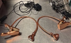 lot 5930 image: lot of 2 Bronze LED clamp lights