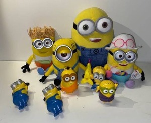 lot 21553 image: lot of nine, assortment of minions, four plush , five plastic