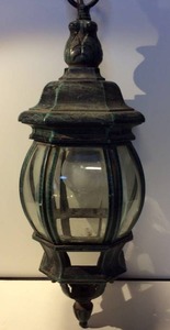 lot 21564 image: Brushed metal and glass swag light