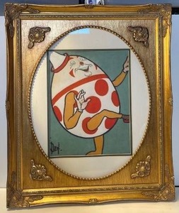 lot 21573 image: Humpty Dumpty painting with ornate frame