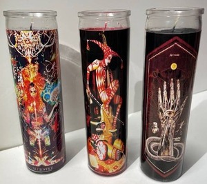lot 21608 image: lot of (3) Glass cathedral candles