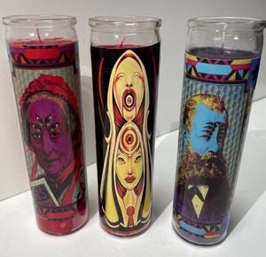 lot 21611 image: lot of (3) Glass cathedral candles