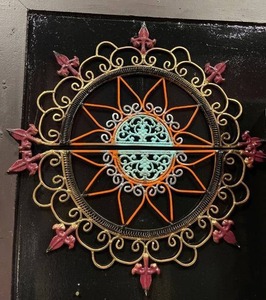 lot 21625 image: Painted Rot iron wall hanging