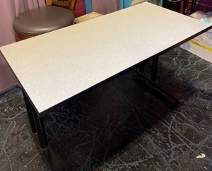 lot 21670 image: Cafe Table with Metal Supports