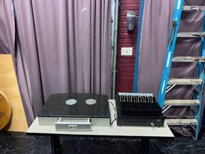 lot 21682 image: lot of three POS stand with drawer locking cash register drawer with two drawers