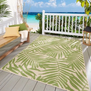 lot 3000 image: Mainstays 8 x 10 Green Floral Outdoor Rug