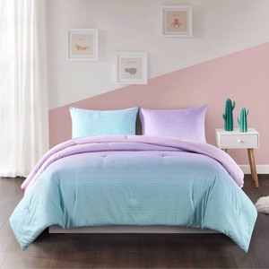 lot 3015 image: FullQueen Ombre Seersucker Comforter Set Assorted Purples - Heritage Club